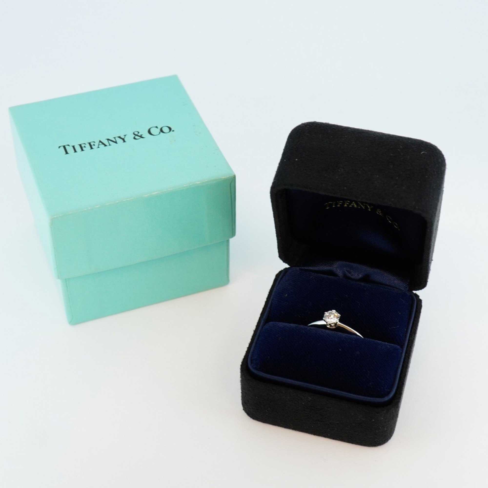 Tiffany ring solitaire 1PD diamond Pt950 platinum 0.28ct size 11 ladies