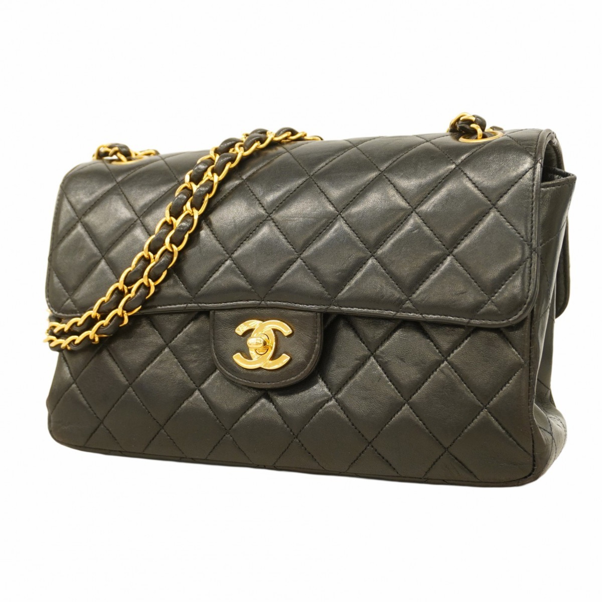 Chanel Shoulder Bag Matelasse Double Face Lambskin Black Women's