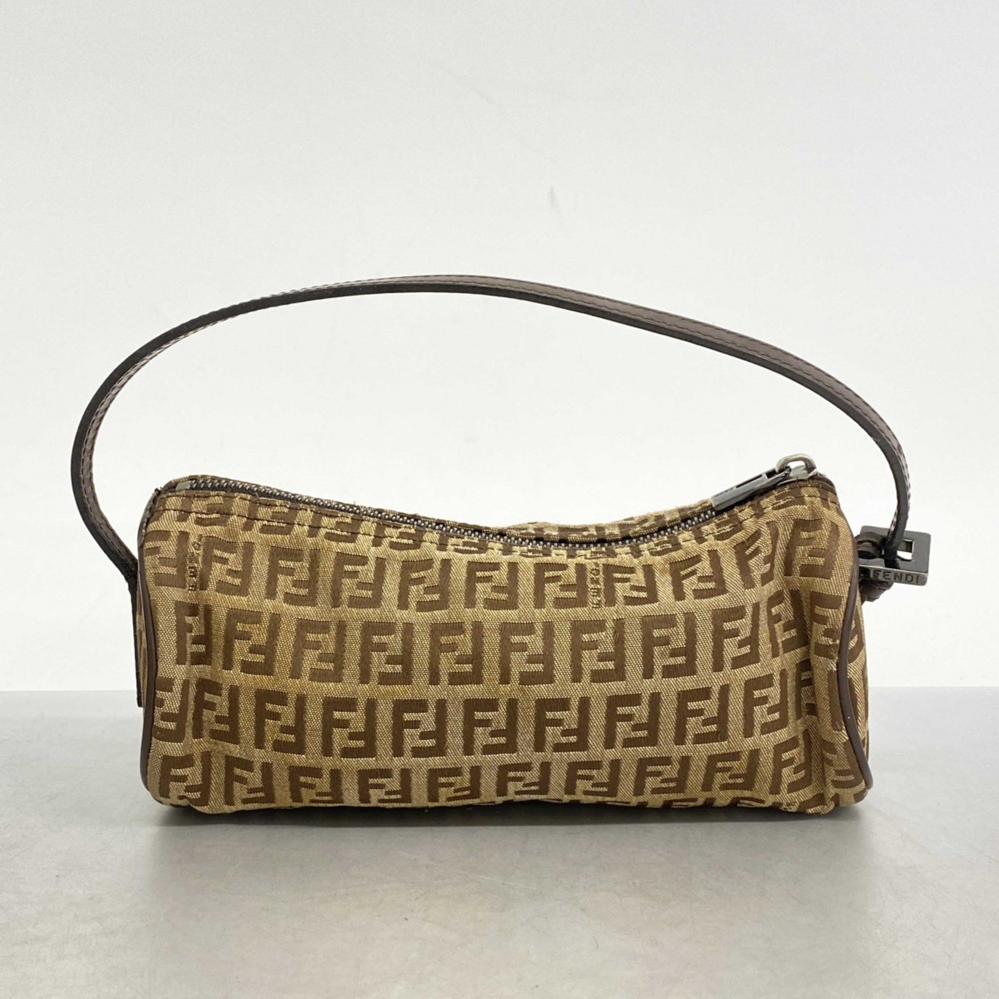 Fendi Zucchino Pouch Nylon Canvas Brown Women's