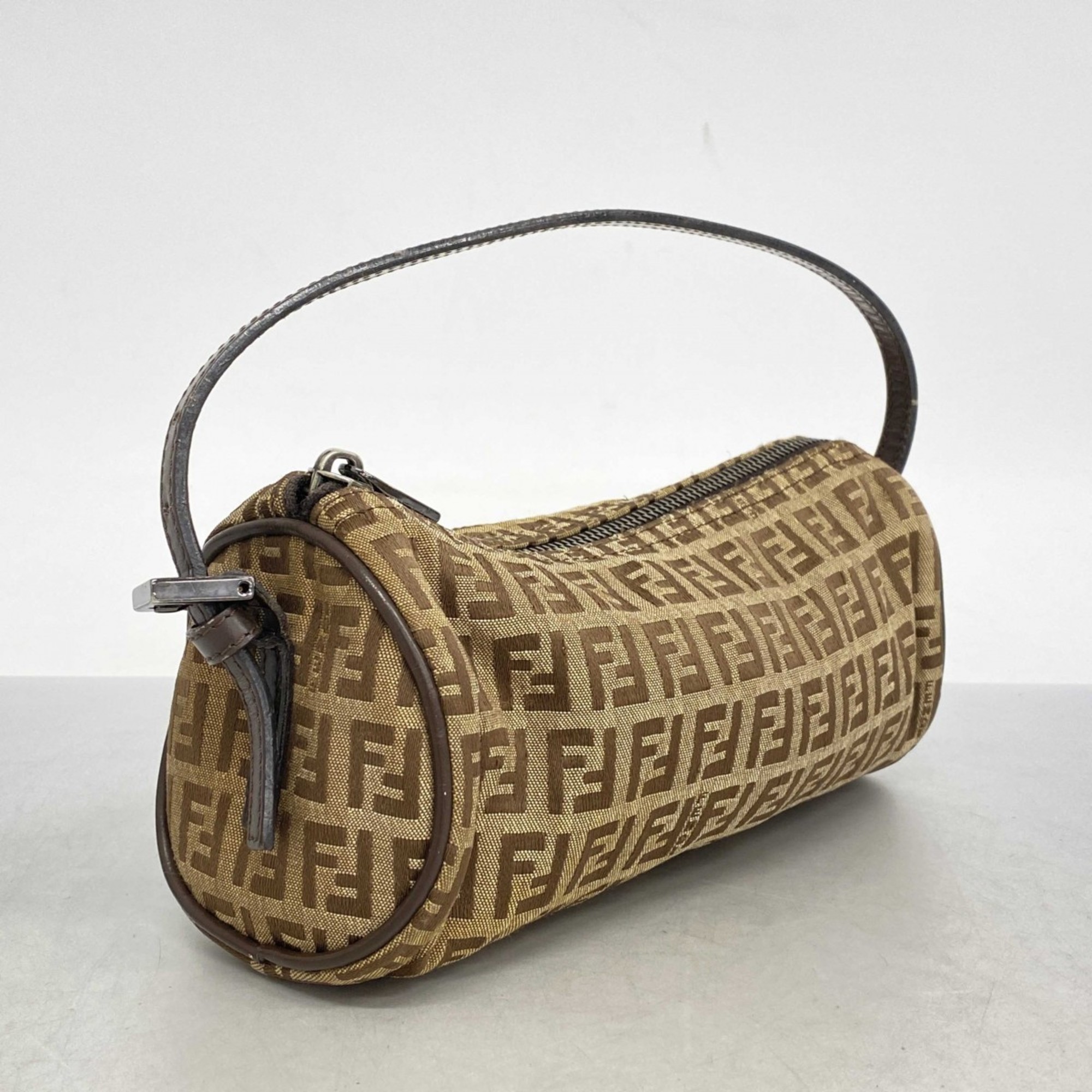 Fendi Zucchino Pouch Nylon Canvas Brown Women's