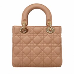 Christian Dior Handbag Cannage Lady Leather Pink Brown Champagne Ladies