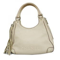 chanel handbag leather white ladies