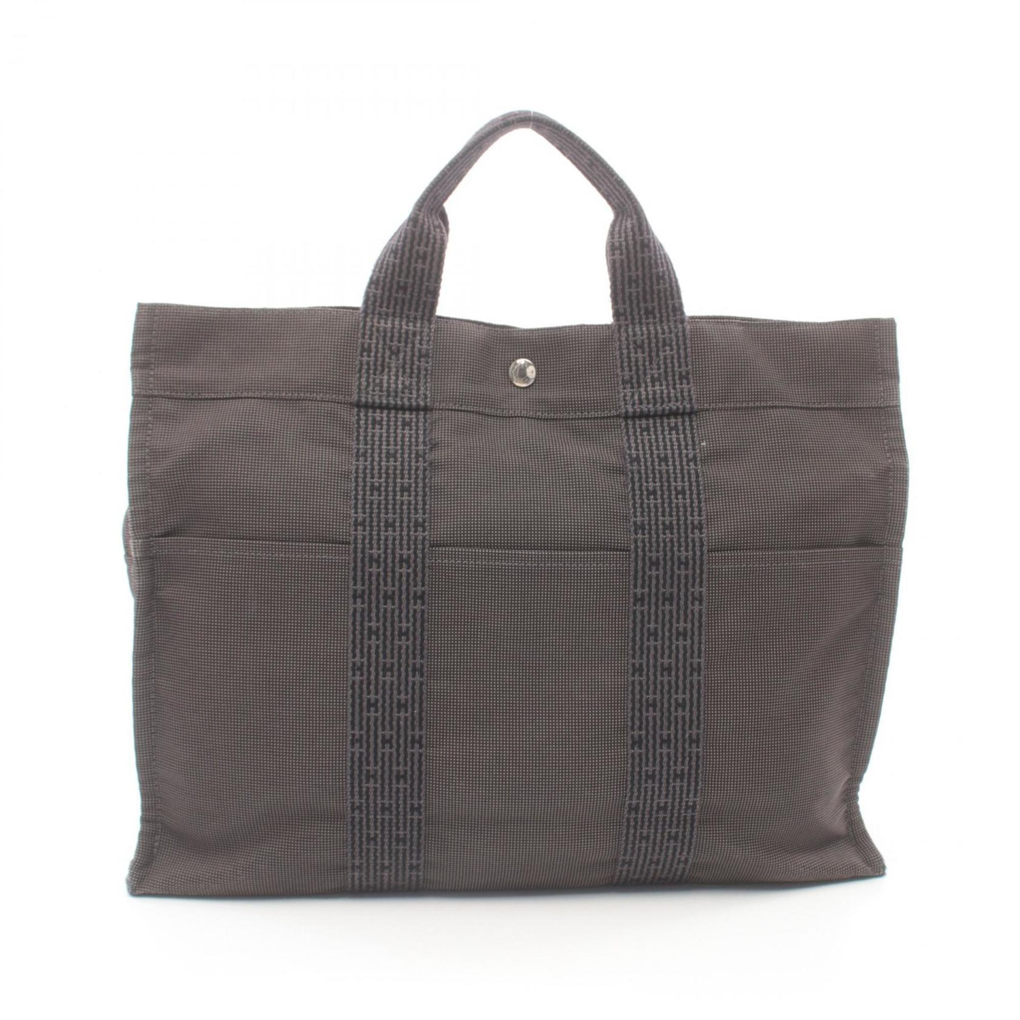 Hermes HERMES Air Line MM Tote Bag Nylon Canvas Men's Women's Gray