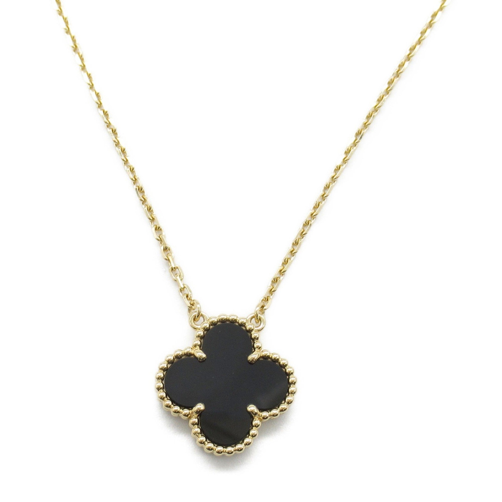 Van Cleef & Arpels Alhambra Pendant Necklace K18 (Yellow Gold) Onyx Women's Black VCAR5800