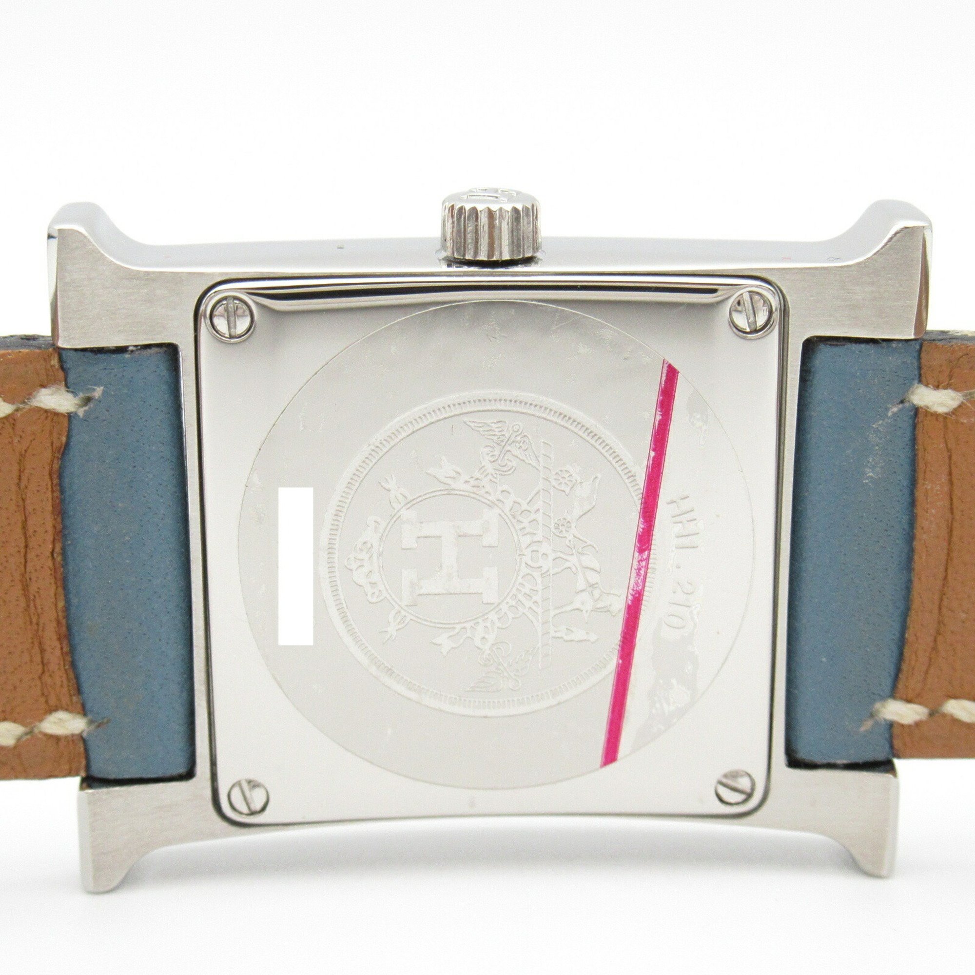 Hermes HERMES H Watch Wristwatch Stainless Steel Leather Strap Women's Blue HH1.210