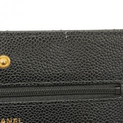 Chanel Shoulder Wallet Matelasse Caviar Skin Black Women's