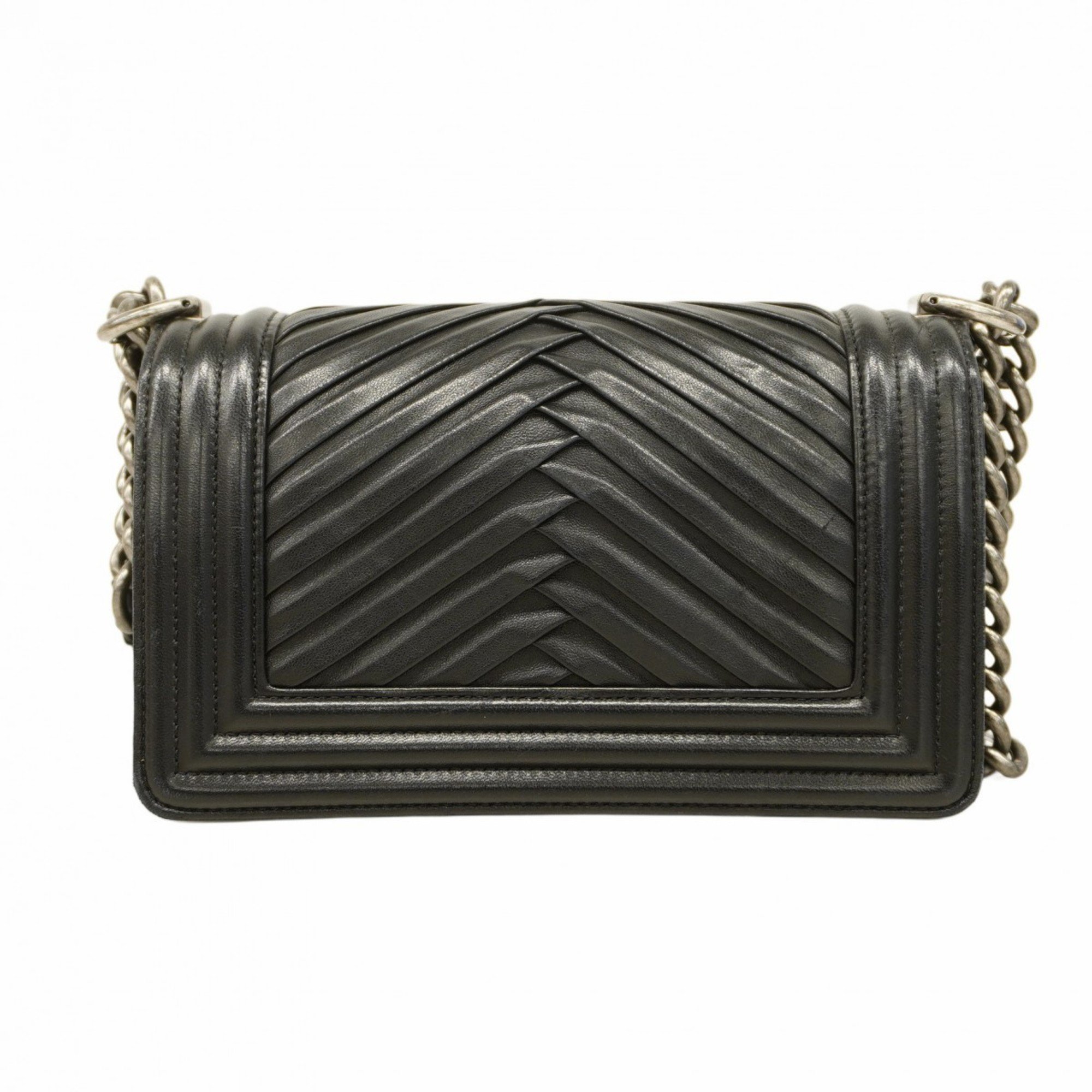 Chanel Shoulder Bag Boy Lambskin Black Women's