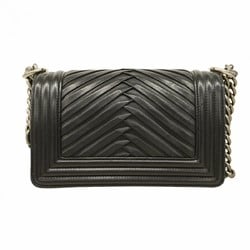 Chanel Shoulder Bag Boy Lambskin Black Women's