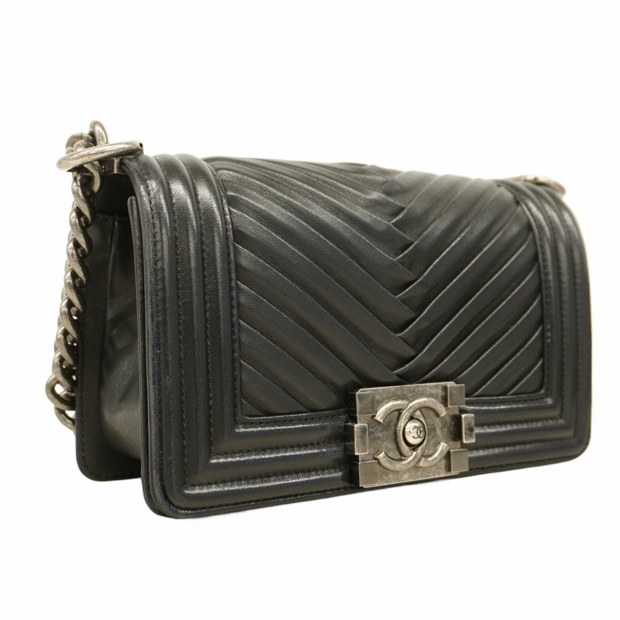 Chanel Shoulder Bag Boy Lambskin Black Women's