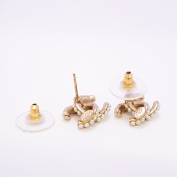 Chanel Earrings Coco Mark Fake Pearl GP Plated Champagne Gold for Women