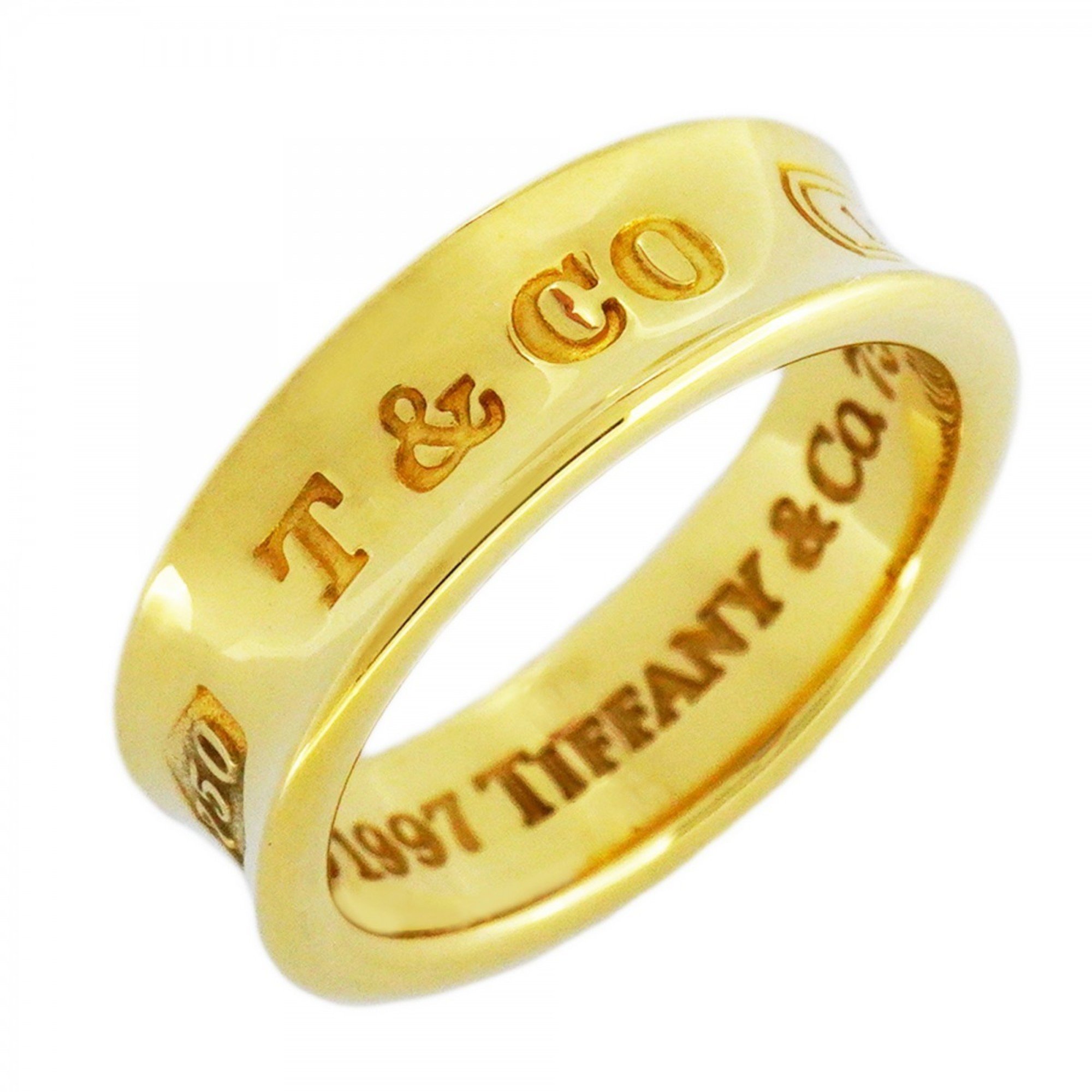 Tiffany Ring Narrow K18YG Yellow Gold Size 11.5 Ladies