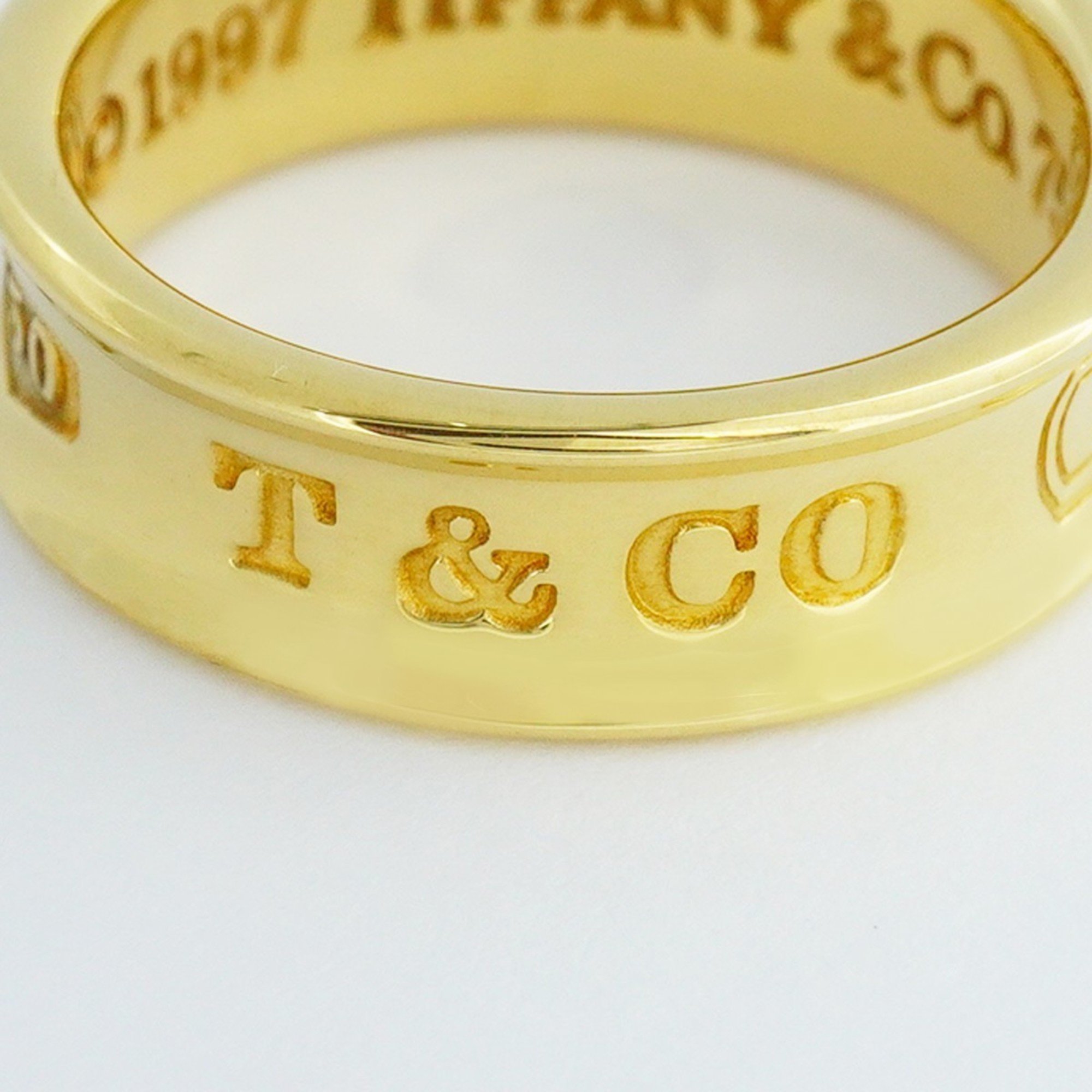 Tiffany Ring Narrow K18YG Yellow Gold Size 11.5 Ladies