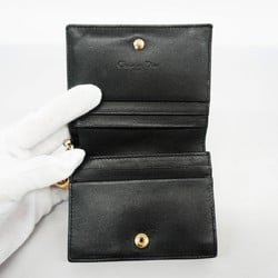 Christian Dior Wallet Cannage Leather Black Champagne Ladies