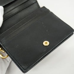 Christian Dior Wallet Cannage Leather Black Champagne Ladies