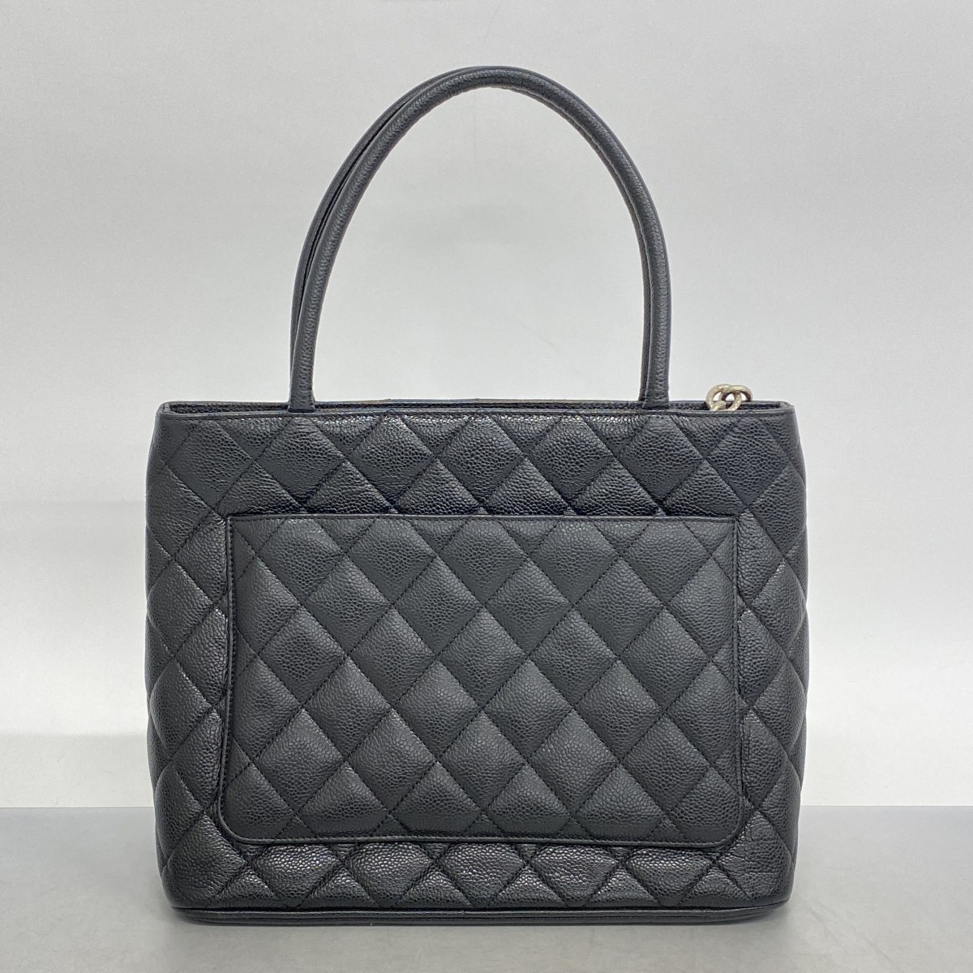 Chanel Tote Bag Reproduction Caviar Skin Black Women's