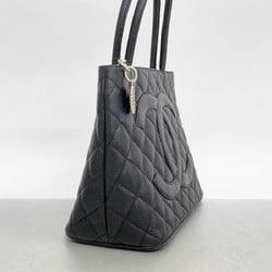 Chanel Tote Bag Reproduction Caviar Skin Black Women's