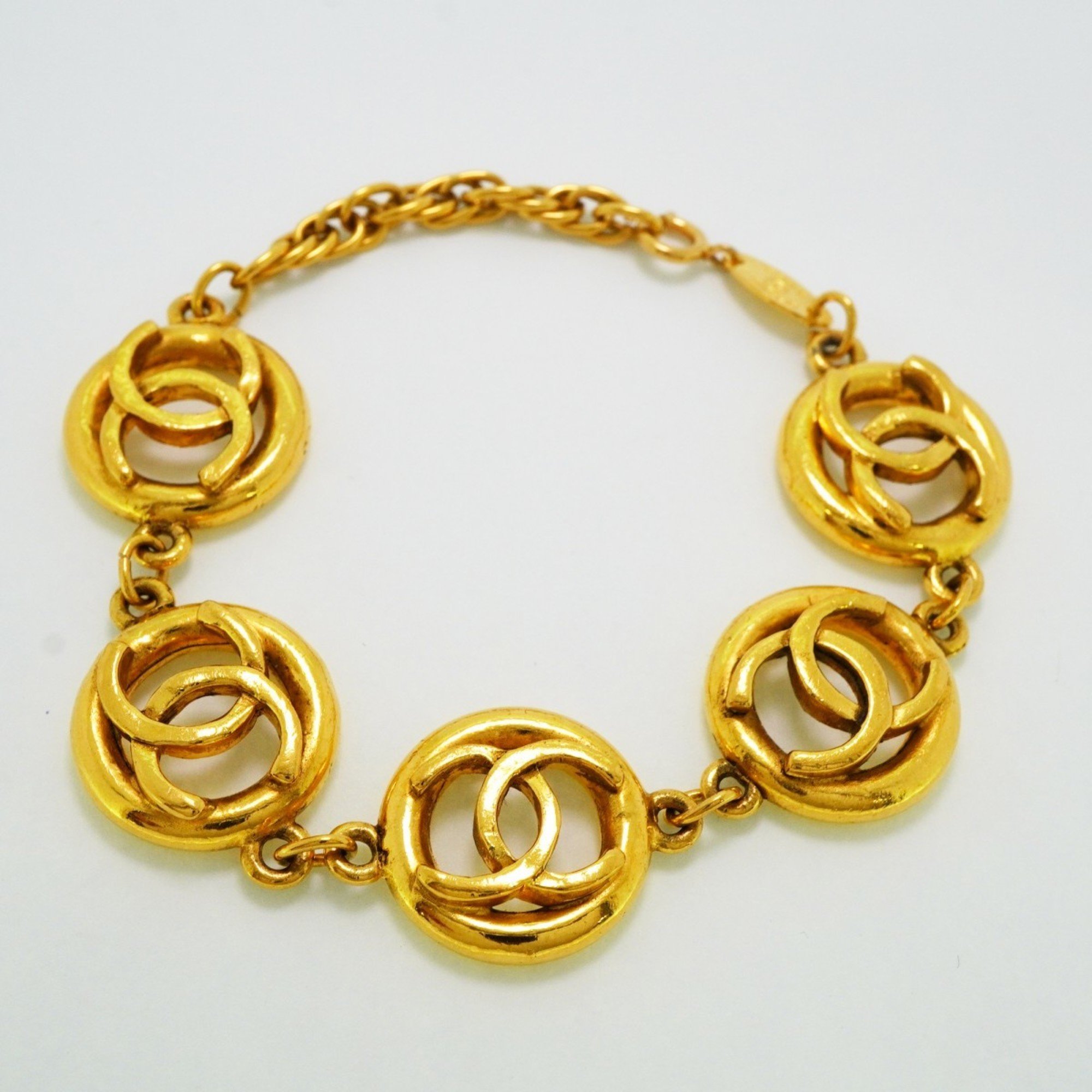 Chanel Bracelet Coco Mark Circle GP Plated Gold Ladies