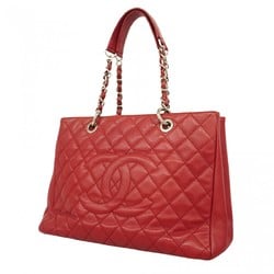 Chanel Tote Bag Matelasse Caviar Skin Red Women's