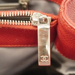 Chanel Tote Bag Matelasse Caviar Skin Red Women's