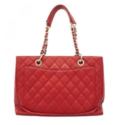 Chanel Tote Bag Matelasse Caviar Skin Red Women's