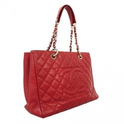 Chanel Tote Bag Matelasse Caviar Skin Red Women's