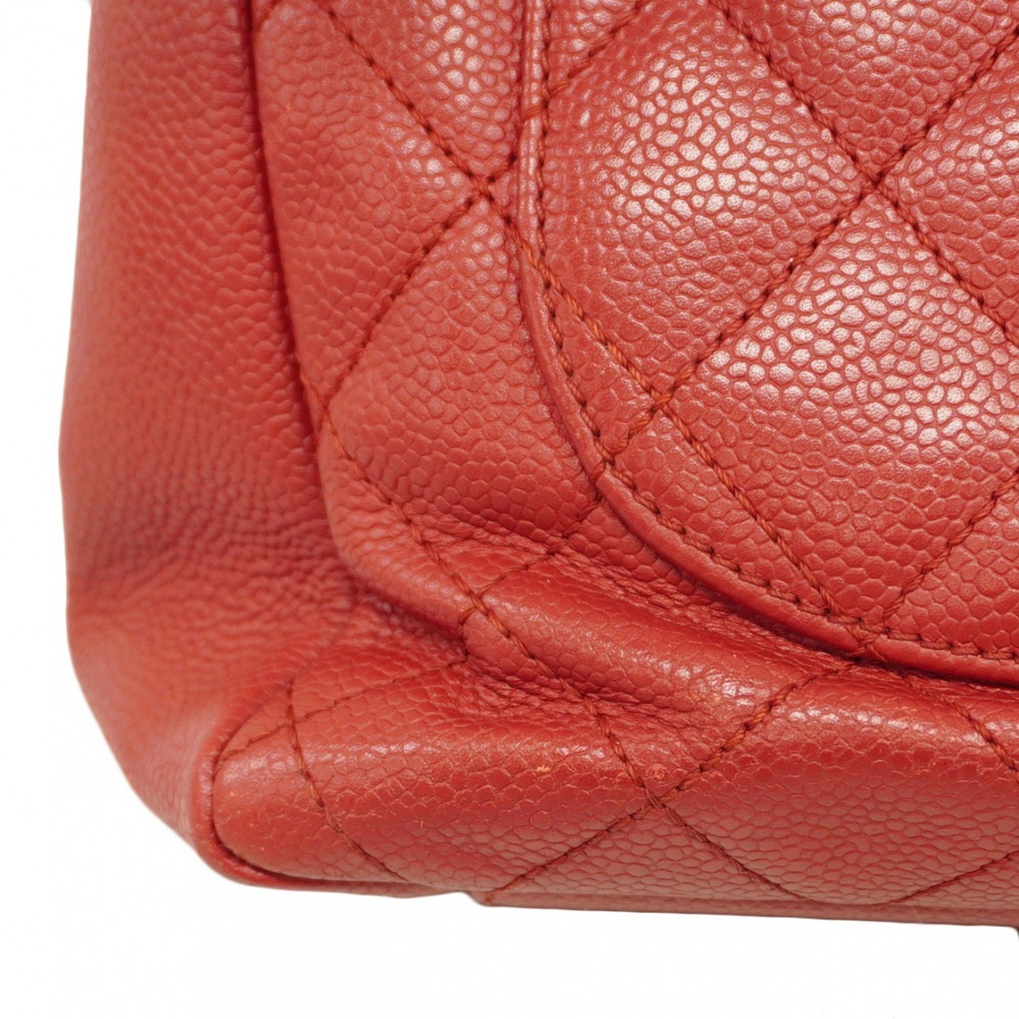 Chanel Tote Bag Matelasse Caviar Skin Red Women's