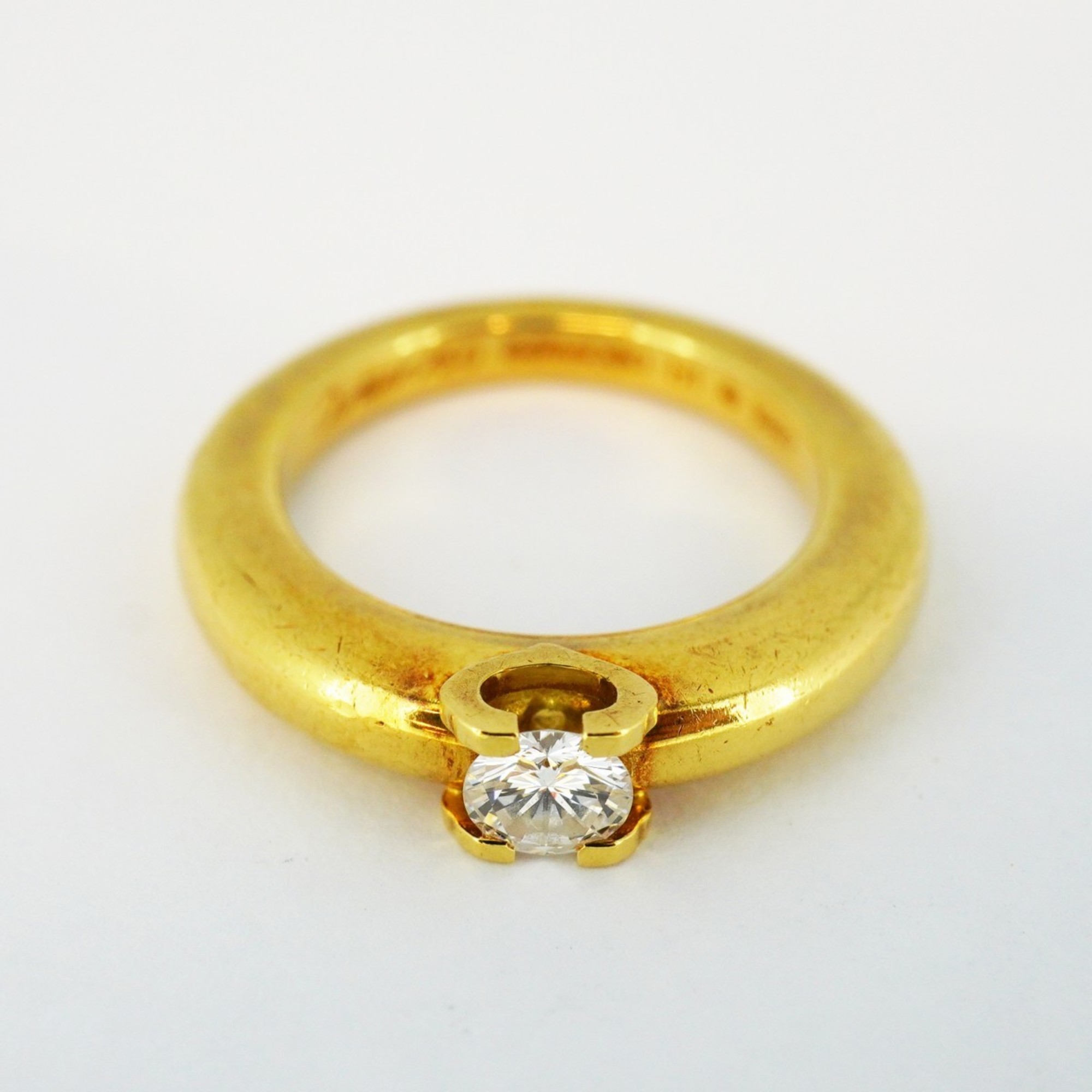 Cartier ring solitaire C deux 1PD diamond K18YG yellow gold size 10.5 ladies