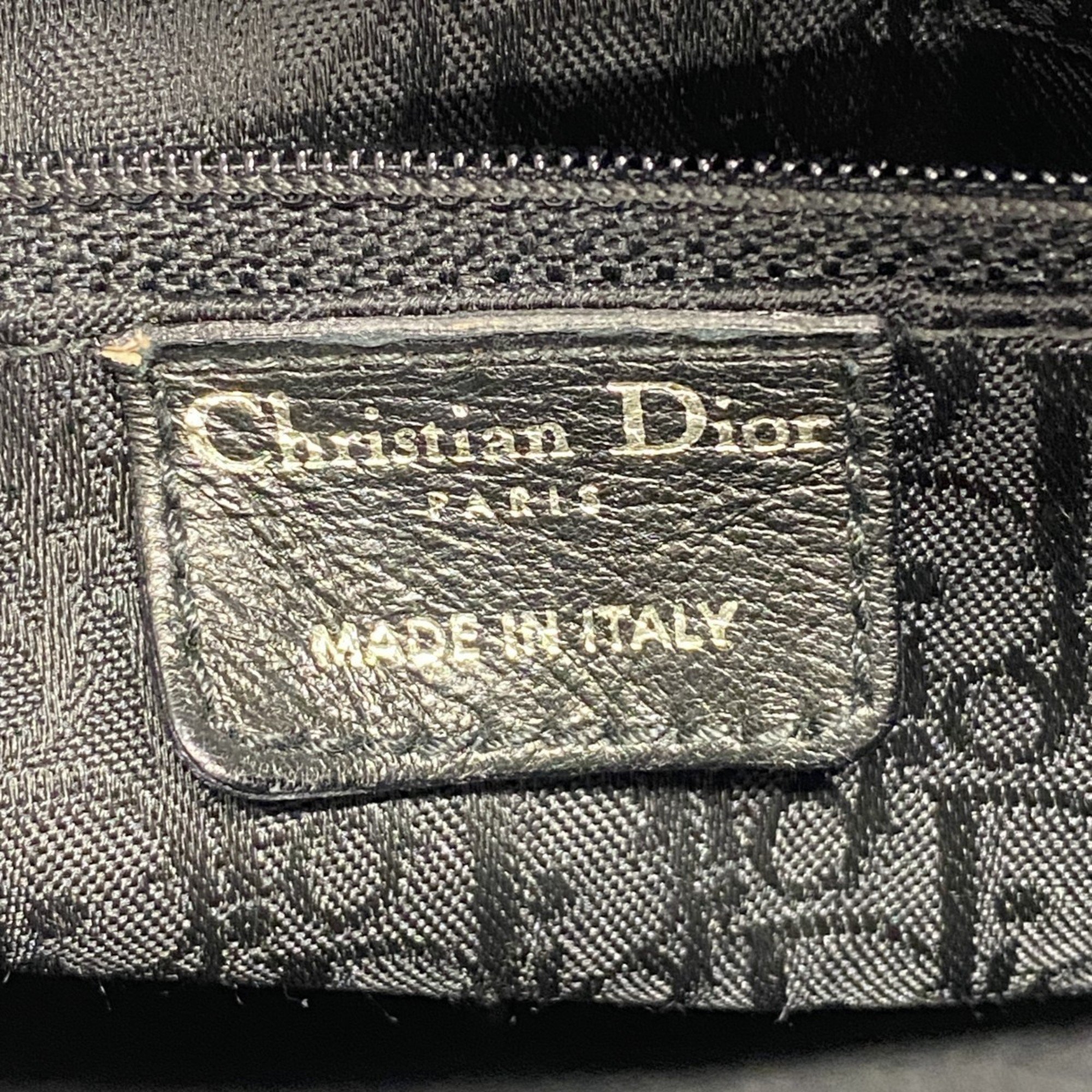 Christian Dior Handbag Cannage Lady Enamel Black Women's