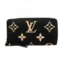 Louis Vuitton Long Wallet Monogram Empreinte Bicolor Zippy M80481 Black Beige Women's