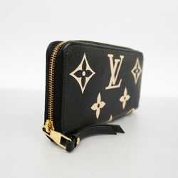 Louis Vuitton Long Wallet Monogram Empreinte Bicolor Zippy M80481 Black Beige Women's