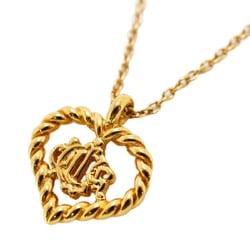 Christian Dior Necklace Emblem Heart Motif GP Plated Gold for Women