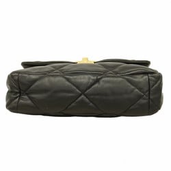 Chanel Handbag 19 Lambskin Black Gold Women's