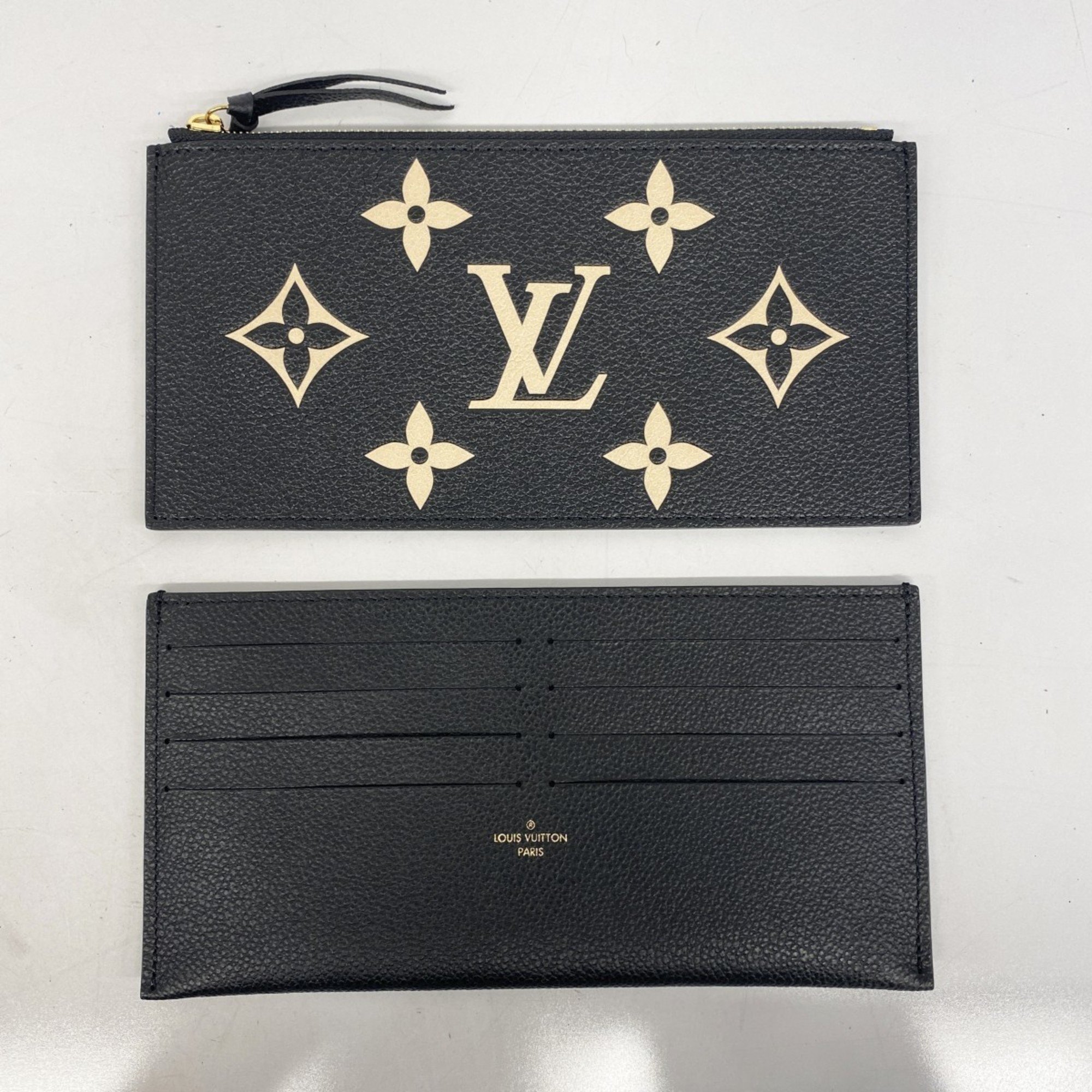 Louis Vuitton Shoulder Wallet Monogram Empreinte Bicolor Pochette Felicie M82479 Black Beige Women's