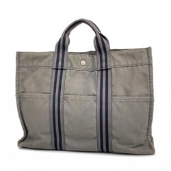 Hermes Tote Bag Foult MM Canvas Grey Women's