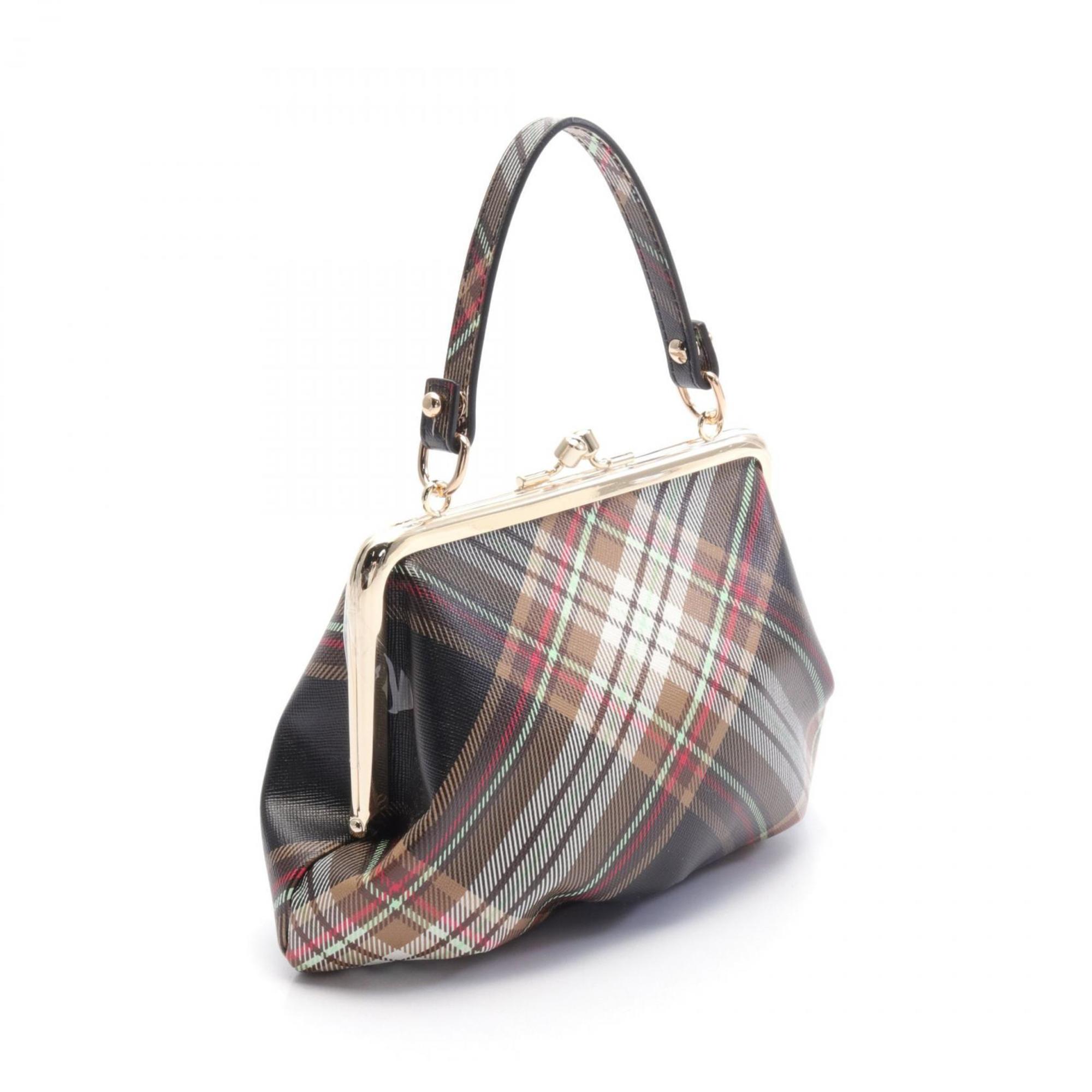 Vivienne Westwood Red Label GRANNY FRAME PURSE TARTAN Handbag Bag Faux Leather Women's Brown Black Multicolor 52020003US001KD101