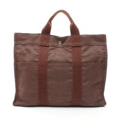 Hermes HERMES Air Line MM Tote Bag Nylon Canvas Men's Women's Brown