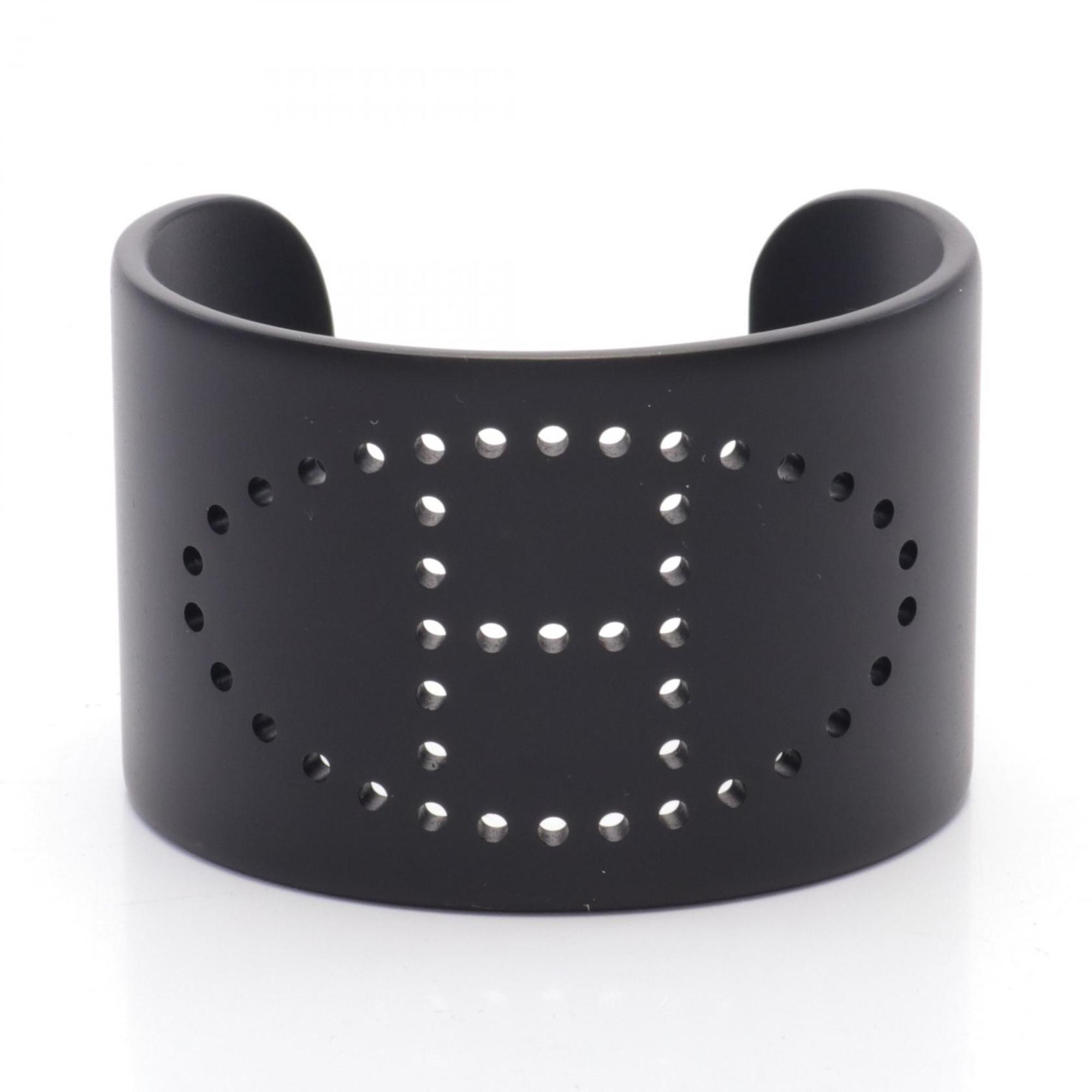 Hermes Evelyn Cuff Bangle Stainless Steel Women's Black