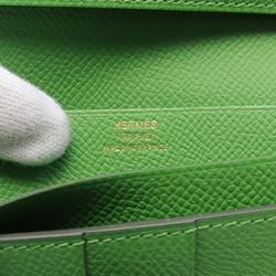 Hermes HERMES Bearn Soufflet Bi-fold Long Wallet Epsom Leather Women's Green