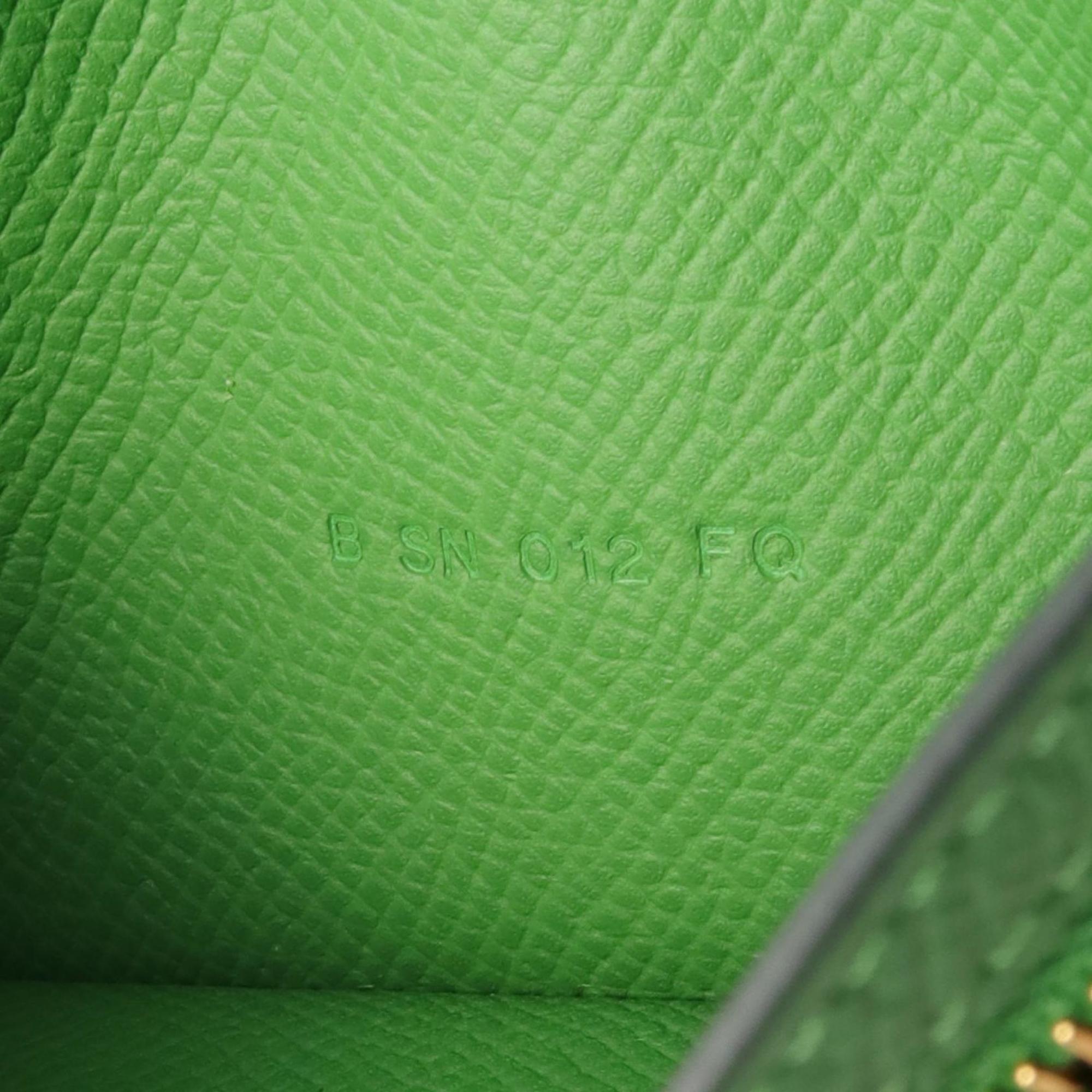 Hermes HERMES Bearn Soufflet Bi-fold Long Wallet Epsom Leather Women's Green