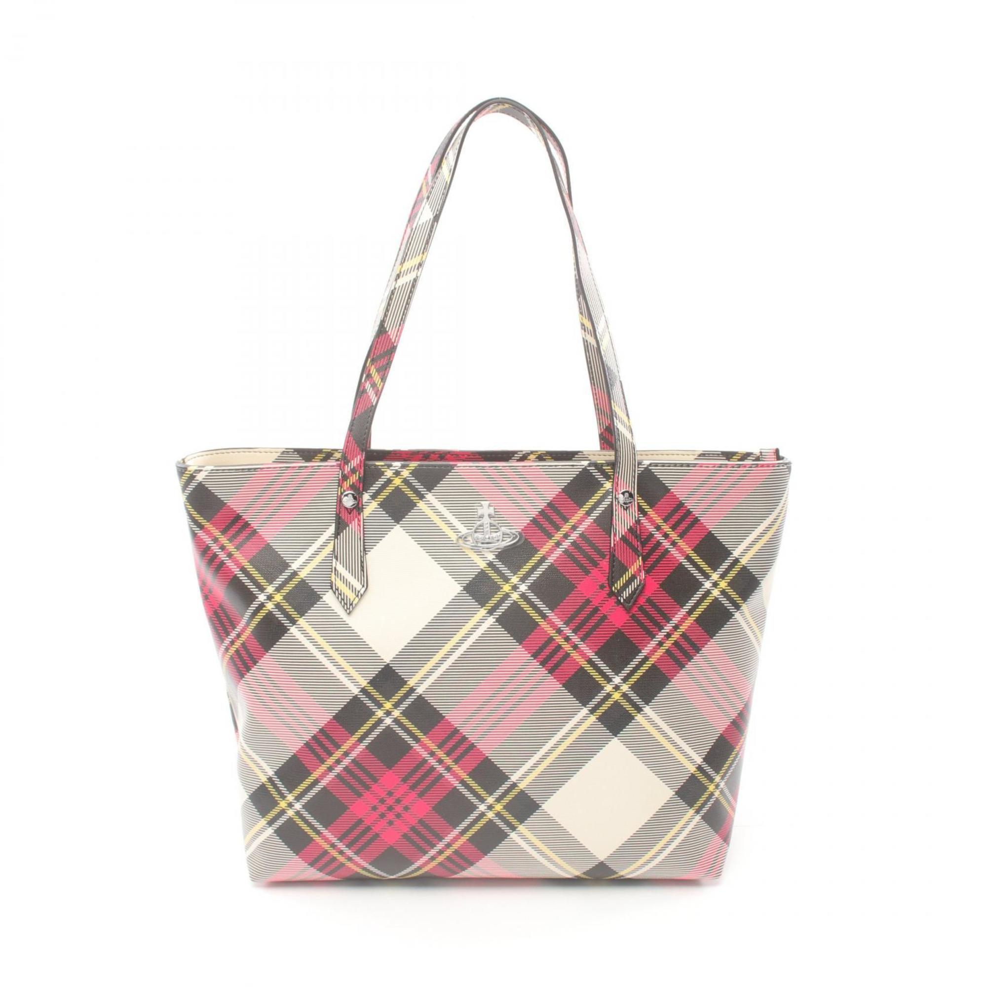 Vivienne Westwood Red Label DERBY Tote Bag, Faux Leather, Women's, Beige, Multicolor, 4205007DS0012O101