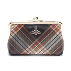 Vivienne Westwood Red Label TARTAN POUCH WITH METAL FRAME Pouch Bag Faux Leather Women's Black Brown Multicolor 44030037US001KD101