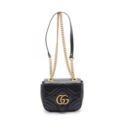 GUCCI GG Marmont Quilted Shoulder Bag Leather Women's Black 739682AABZC1000