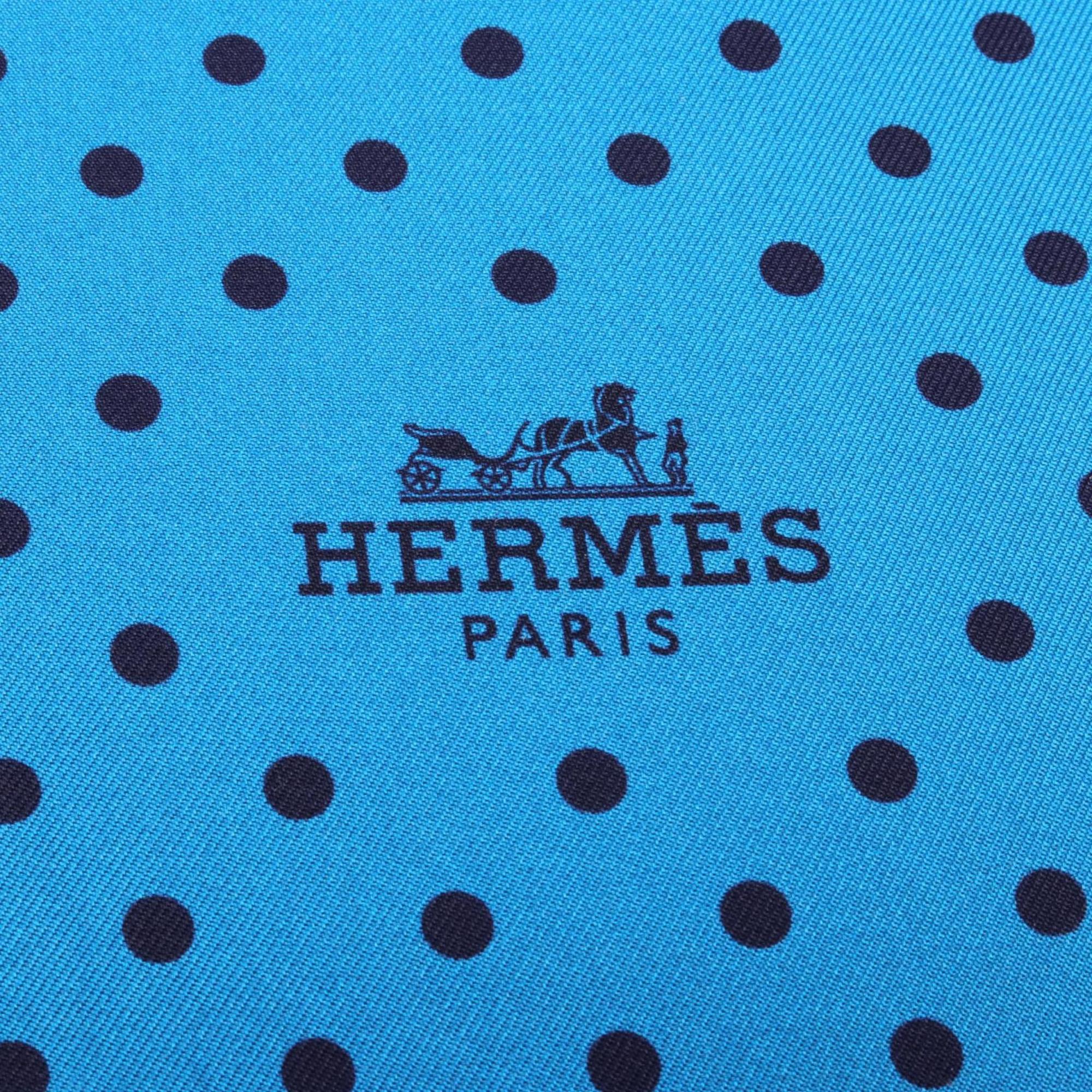 Hermes HERMES Maxi Twilly LETTRES ET POIS Scarf Silk Women's Blue Navy Multicolor