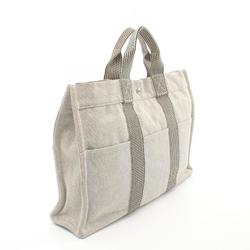 Hermes HERMES New Fool Tote MM Bag Canvas Women's Gray Black