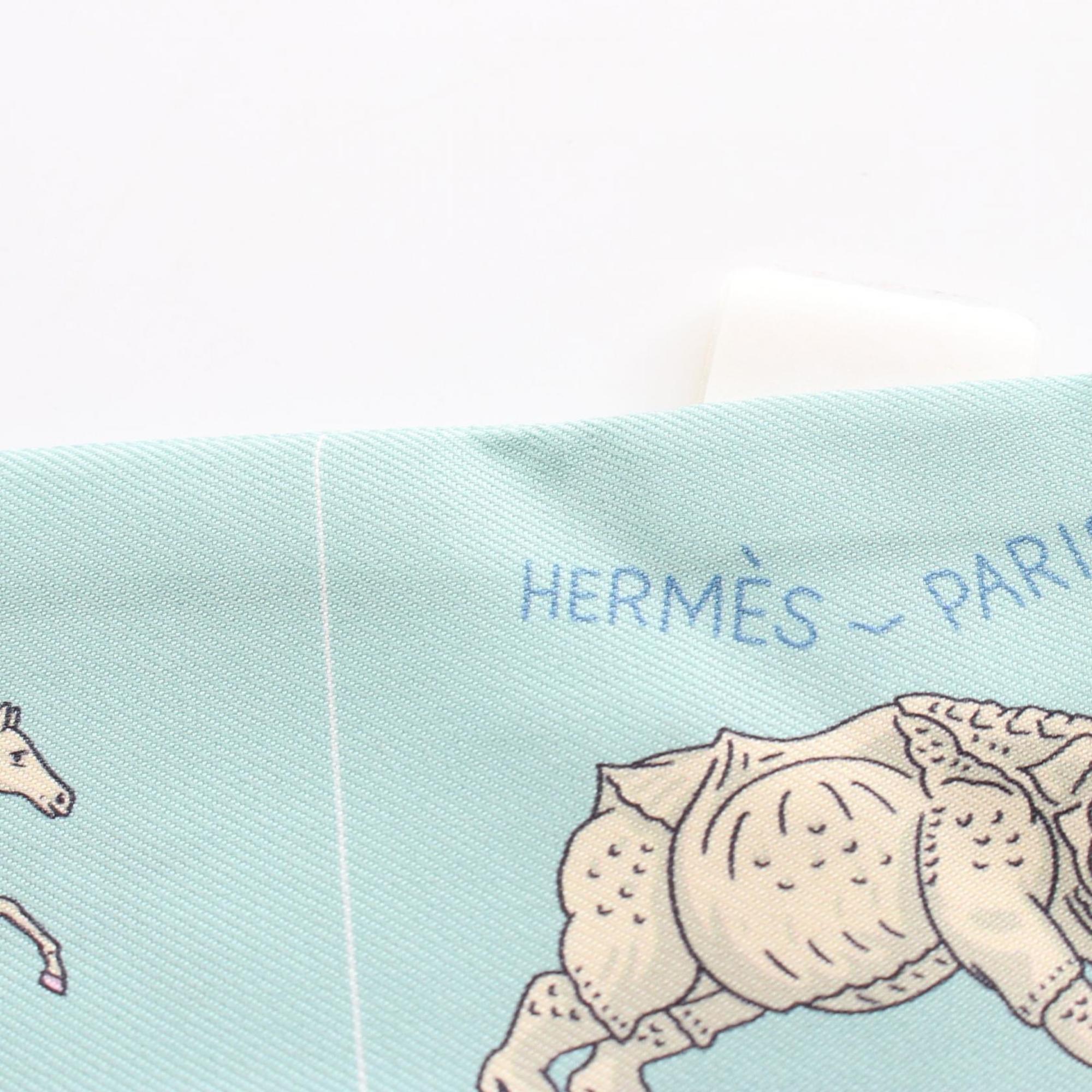 Hermes Twilly Parade Vert Amande Marron Jaune Scarf Silk Women's Green Multicolor