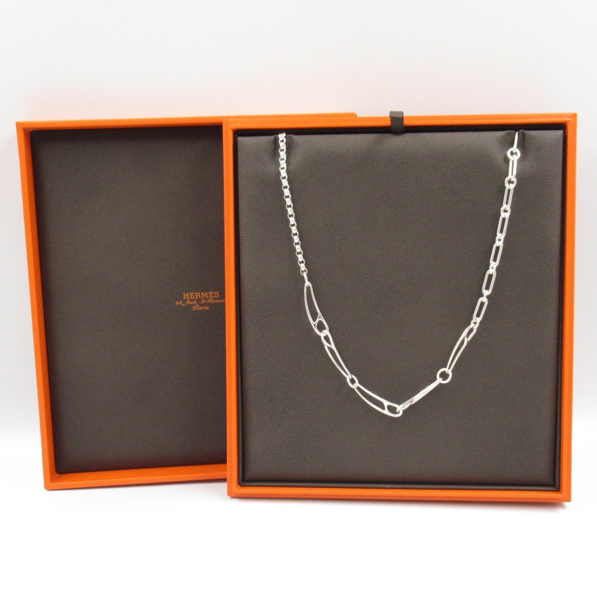 Hermes HERMES Chaine d'Ancre Punk Necklace Silver 925 Women's