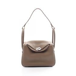 Hermes Lindy 26 Shoulder Bag, Taurillon Clemence, Women's, Beige, 073428CK