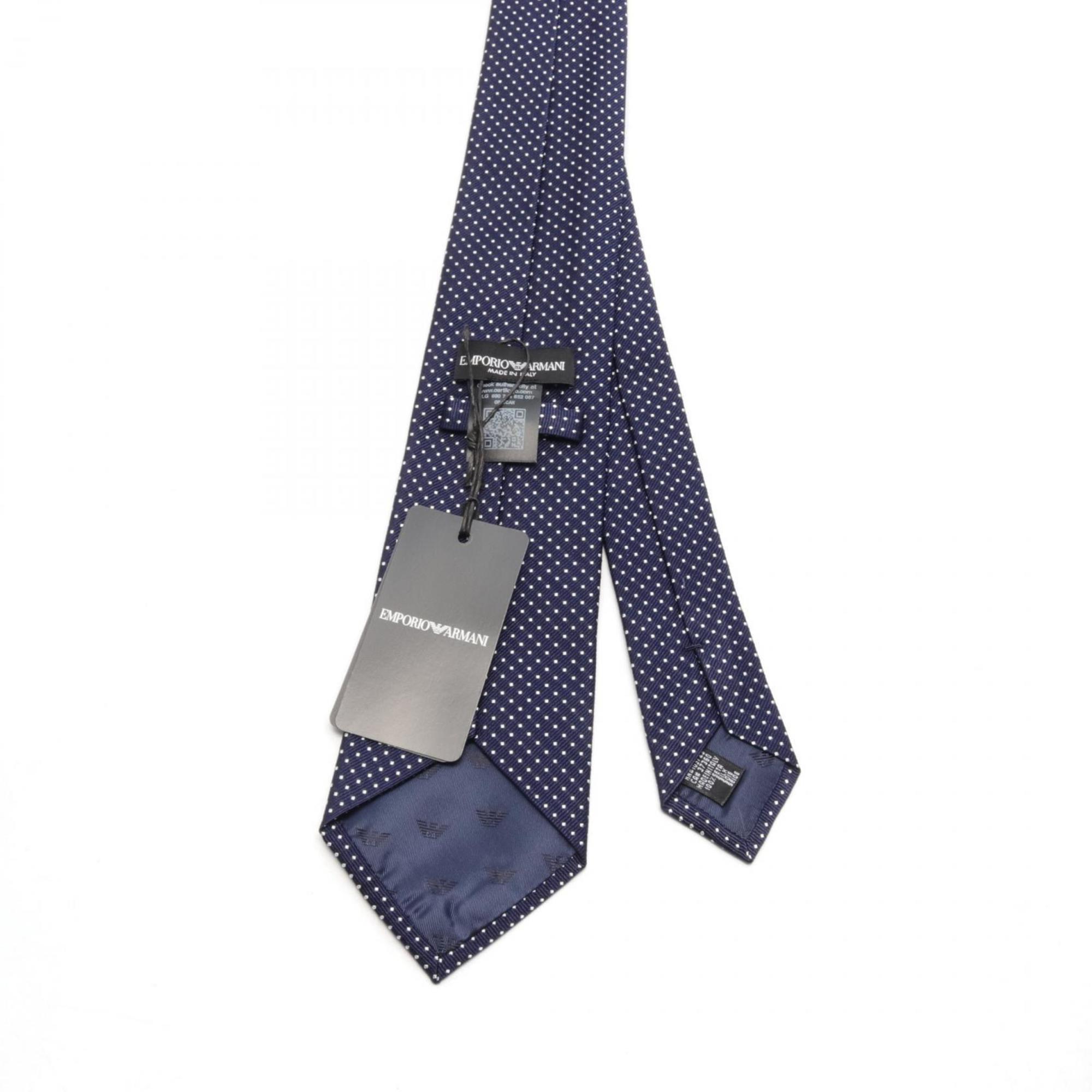 Emporio Armani Necktie Clothing Silk Men's Navy White