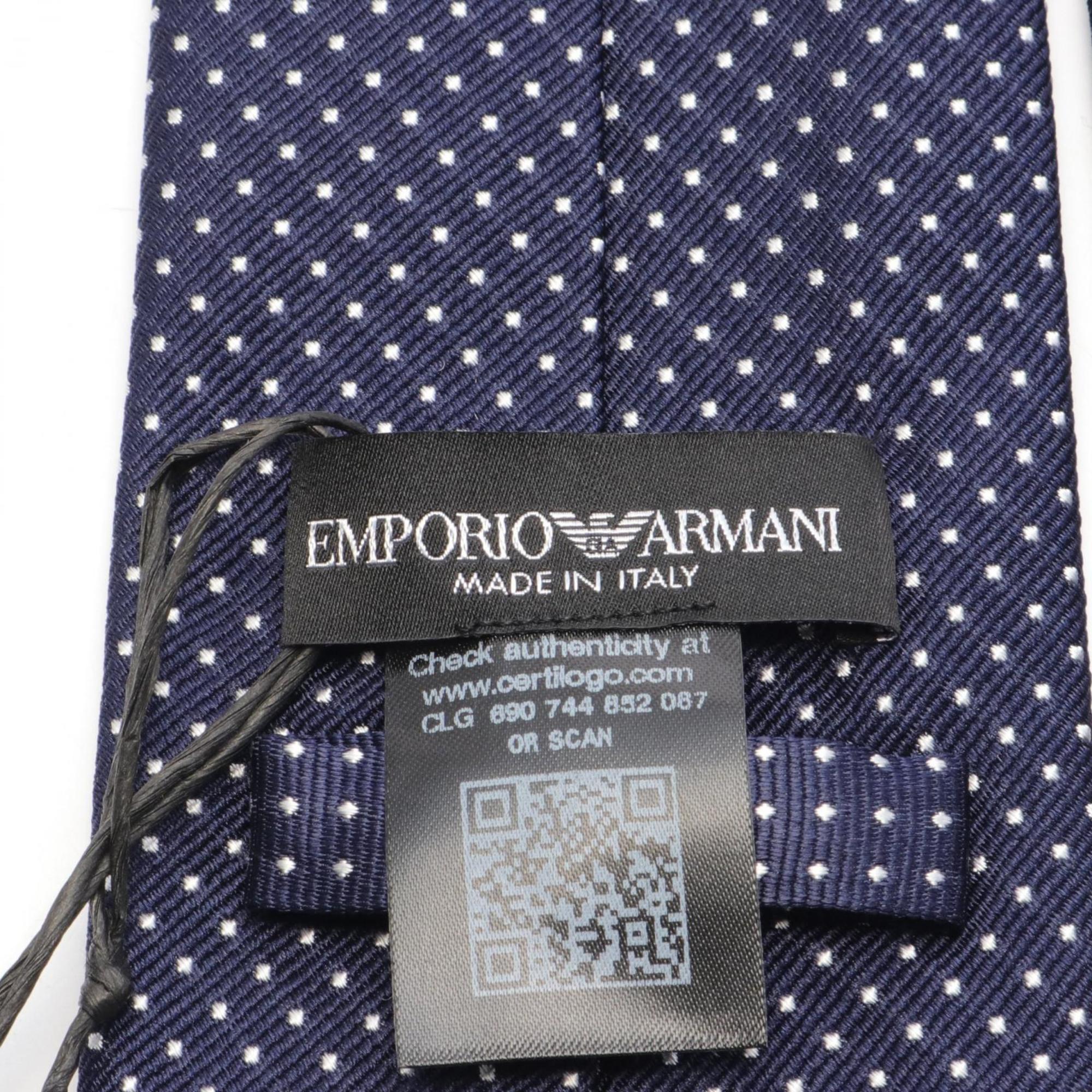 Emporio Armani Necktie Clothing Silk Men's Navy White