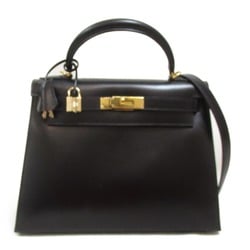 Hermes Kelly 28 Handbag, Outer Stitching, Bag, Leather, Box Calf, Women's, Black